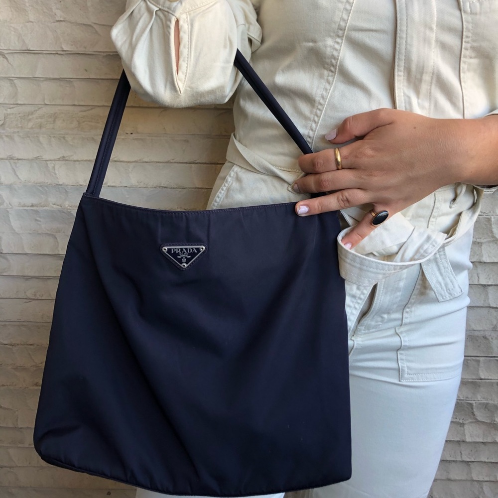 Navy nylon Prada handbag